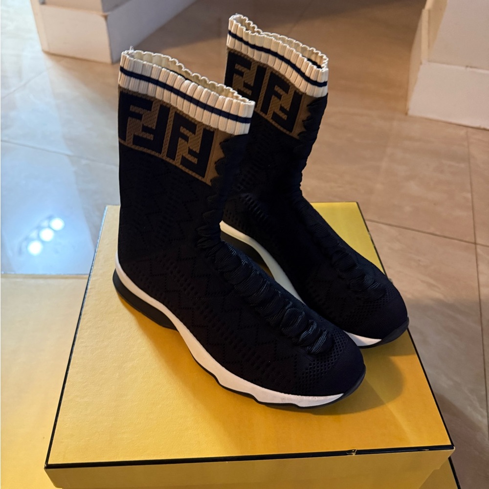 Fendi Rockoko Knit Sock Sneaker Size 36